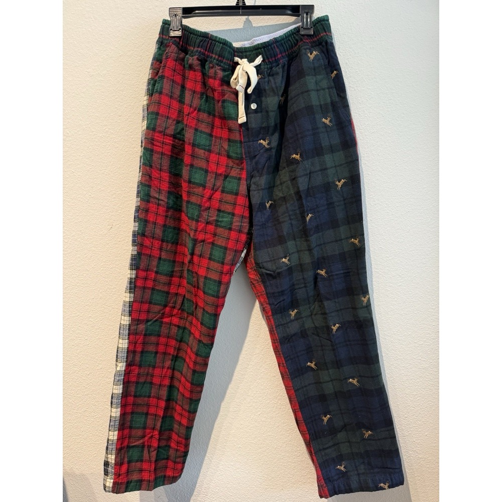 J.Crew Pajama Pants Mens Large Red Tartan Plaid Holiday Loungewear Drawstring